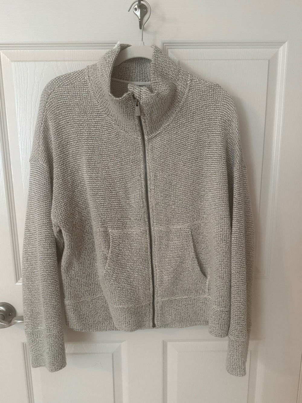 Sweaty Betty Textured Knit Jacket in Ivory/Grey